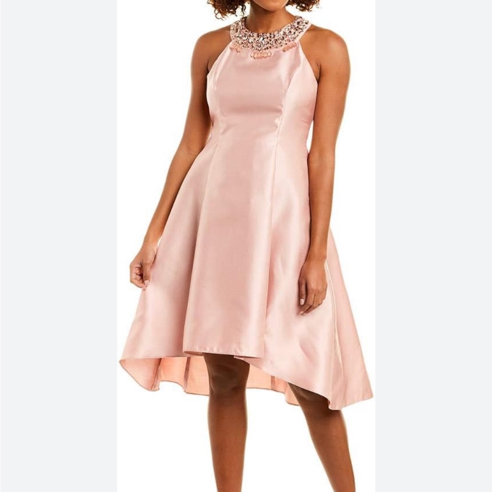 🚫SOLD🚫Adrianna Papell Dusty Rose Gown with Rhinestone and Beaded Neckline